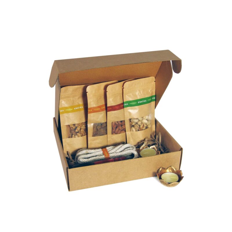 Eco-friendly Gift Pack with Dry Fruits, and Skipping Rope and Golden Diyas